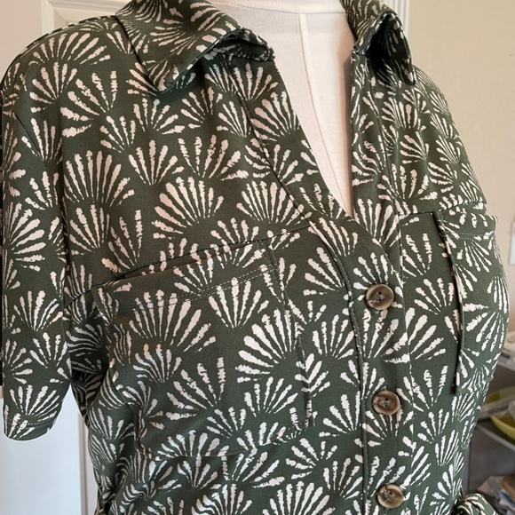 NWT LP Abbi Maxi Shirt Dress by Muse Petite from Short Story Dark Olive / Ecru - Picture 3 of 16